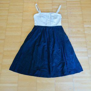 MAEVE nautical navy white sleeveless midi dress S 2/4/6